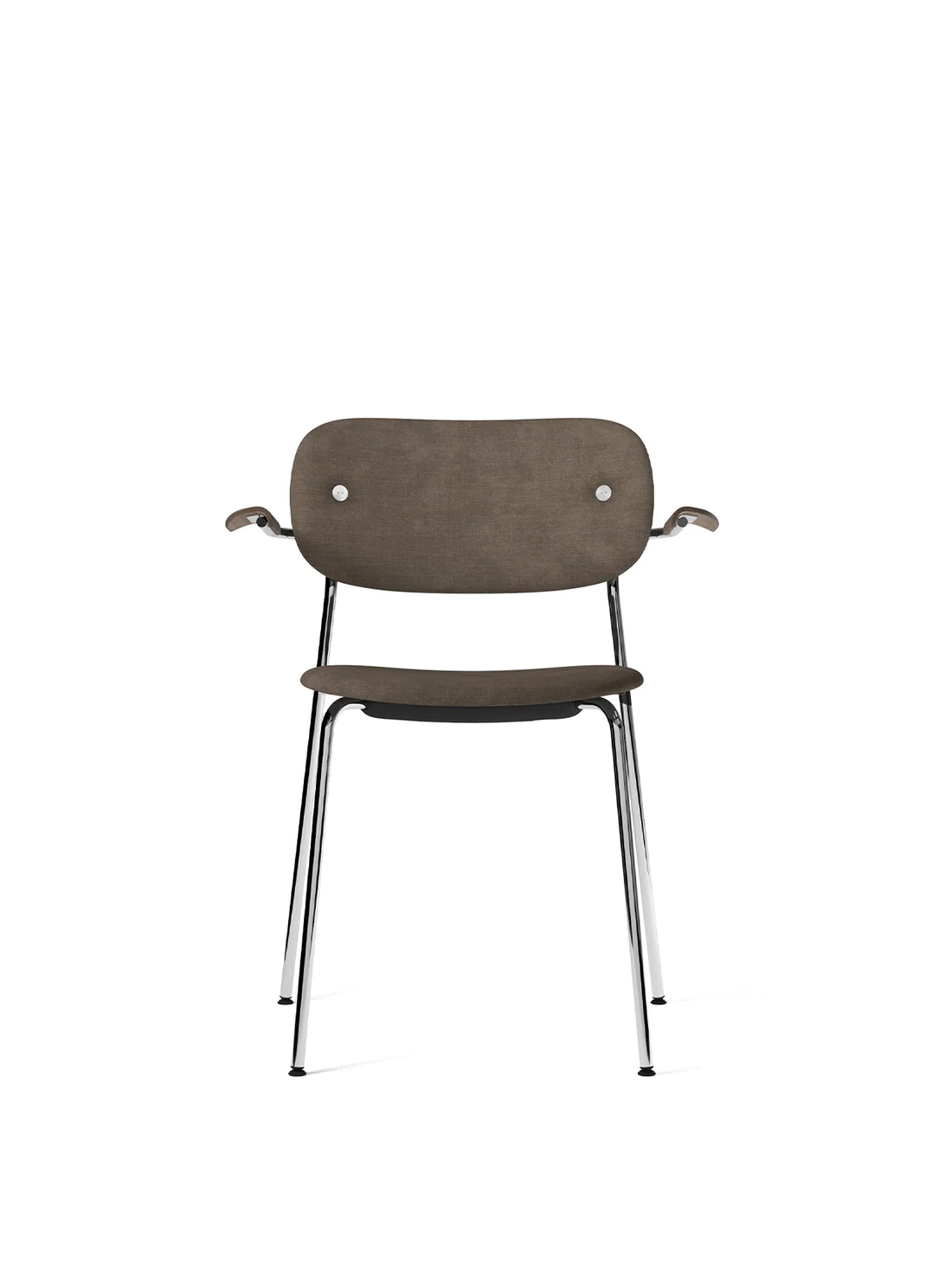 Co Dining Chair Fully Upholstered Armrest Remix 3 Dark Stained Oak Chrome