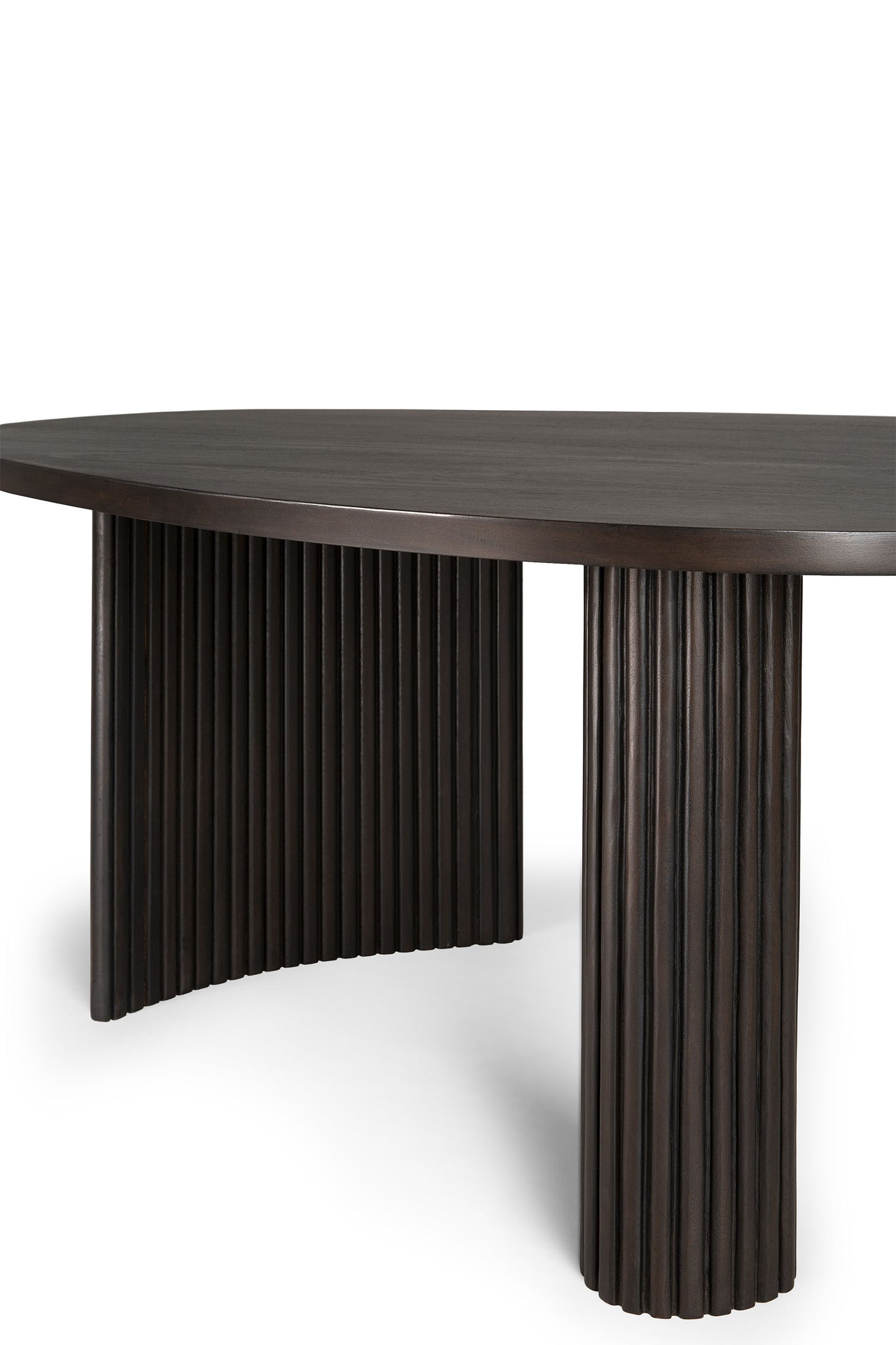The Boomerang Coffee Tables in Dark Brown Mahogany by Ethnicraft detail photo table legs