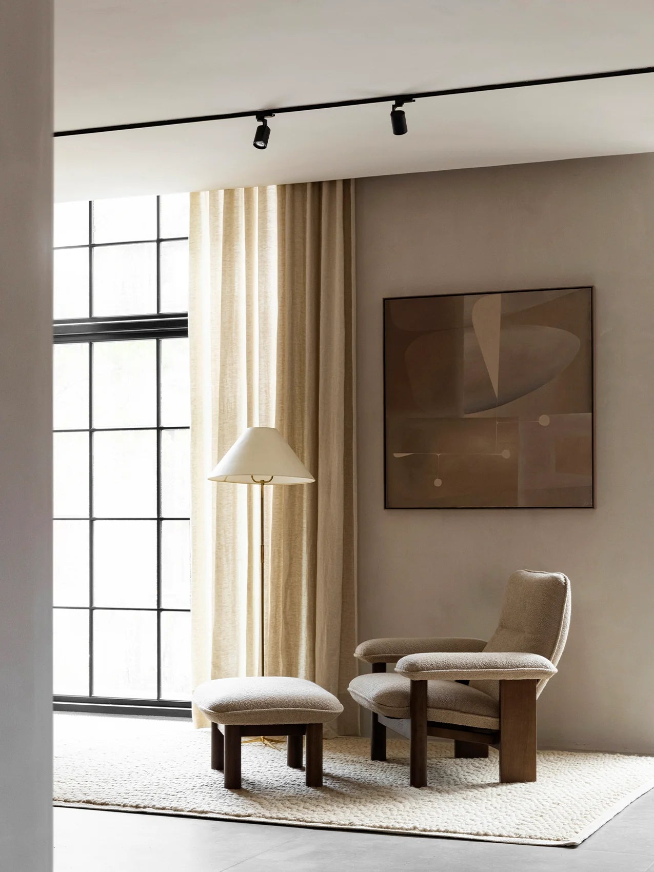 The Brasilia Lounge Chair and Ottoman in Moss 0011 audo copenhagen in interior setting