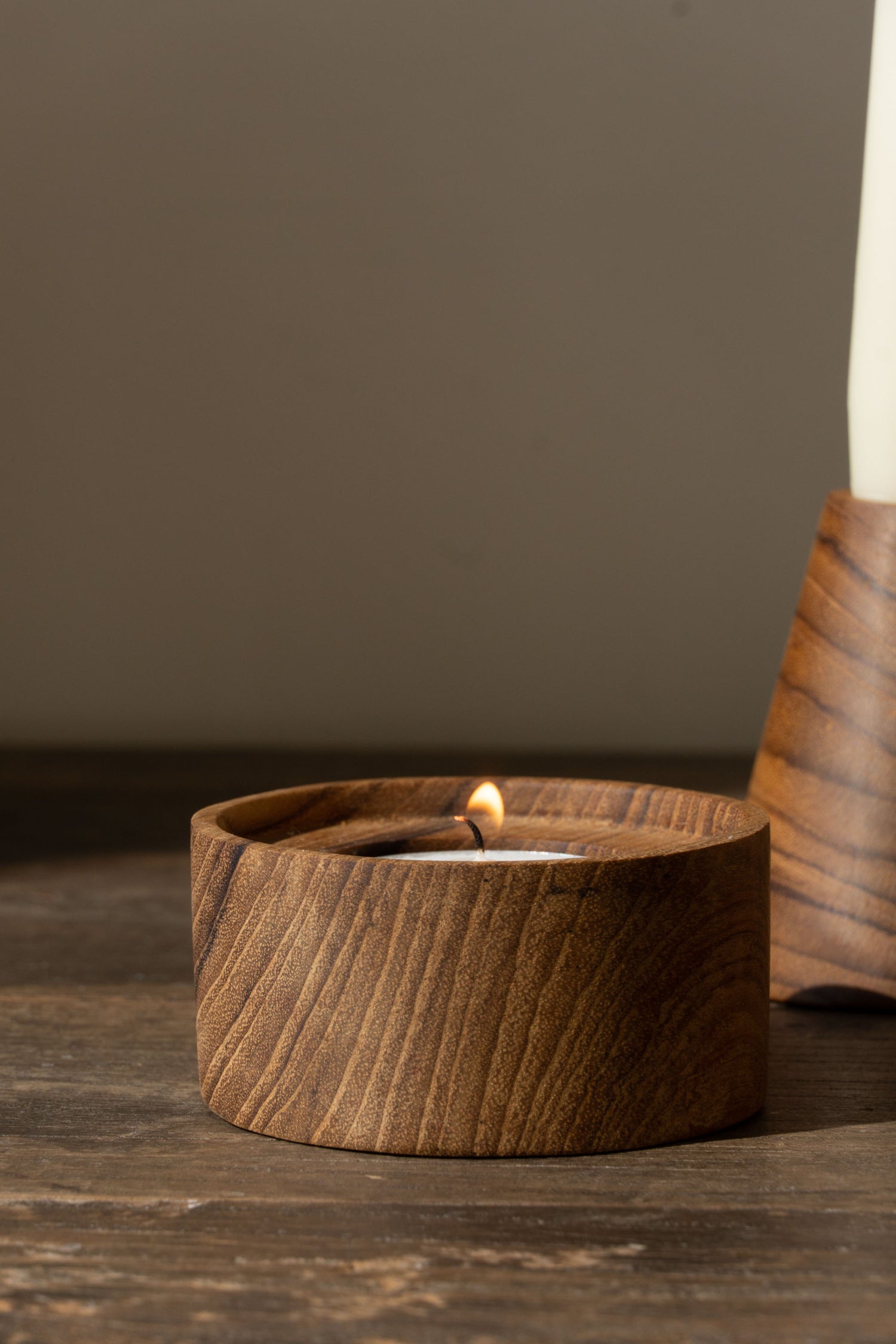 Cilinder of the Block Wooden Candleholders Set.