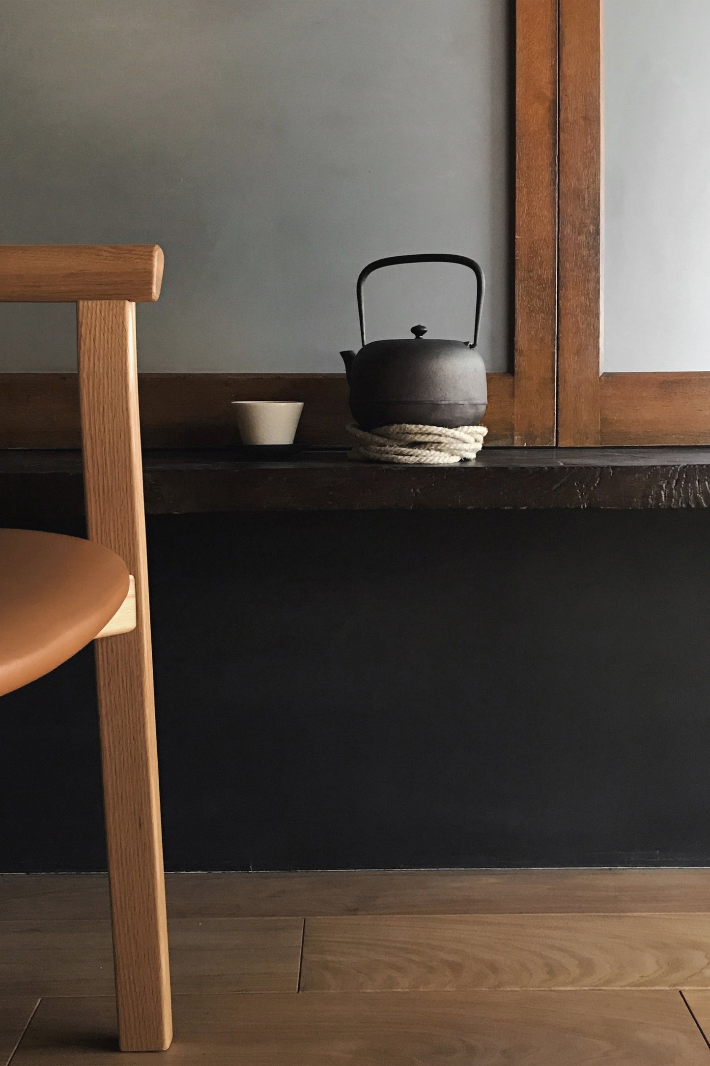 Teapot set on handmade hemp coaster by Bonni Bonne