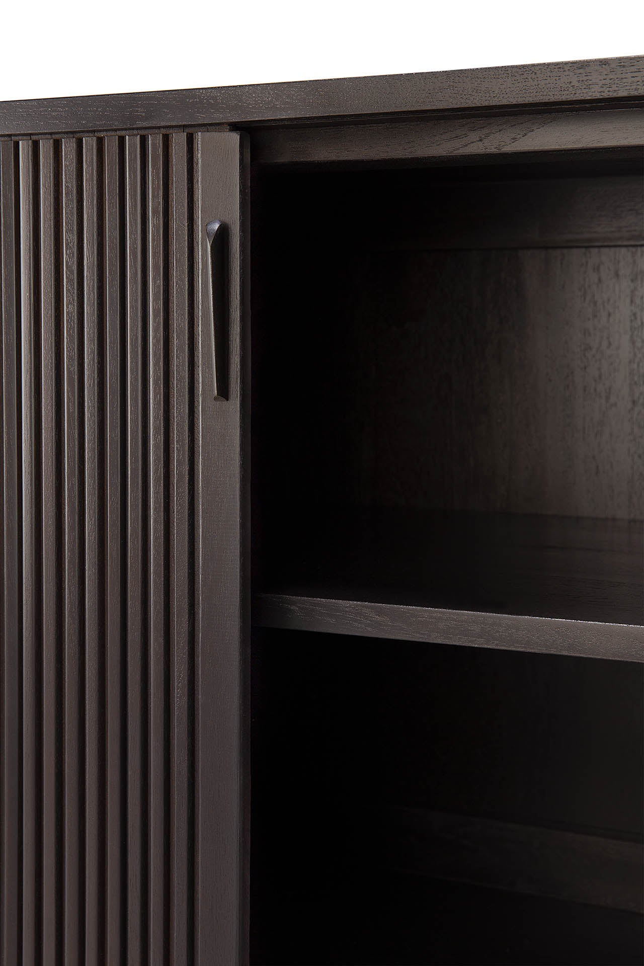 Roller Max Cupboard Teak Off Black by Ethnicraft detail photo of open cupboard door