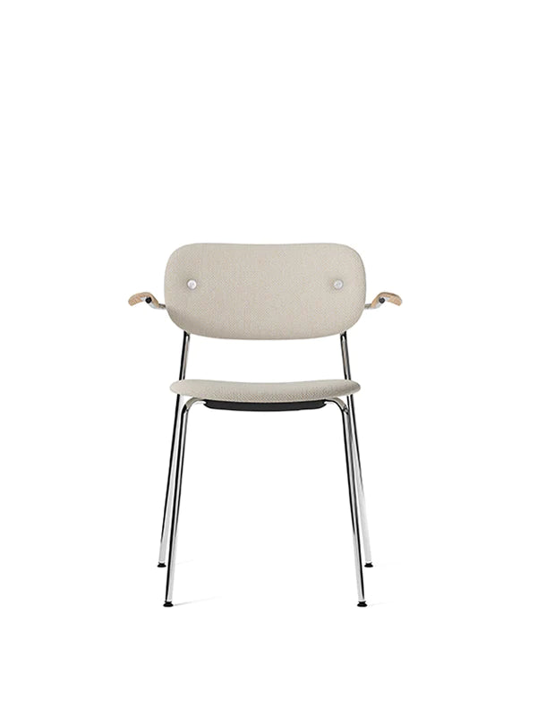 Co Chair Fully Upholstered with armrest Doppiopanama Chrome Natural Oak