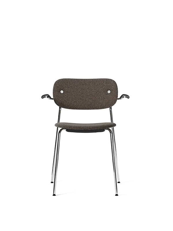 Co Chair Fully Upholstered with armrest Doppiopanama Chrome Black Oak