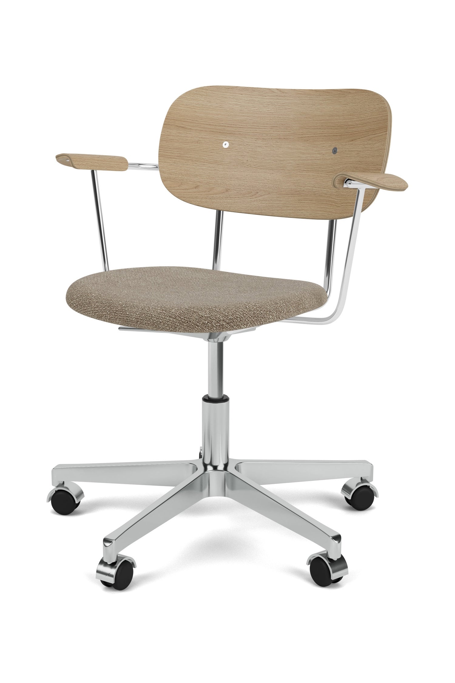 The Co Task Chair Upholstered Seat With Armrest with Aluminium Frame in Boucle 02 product photo