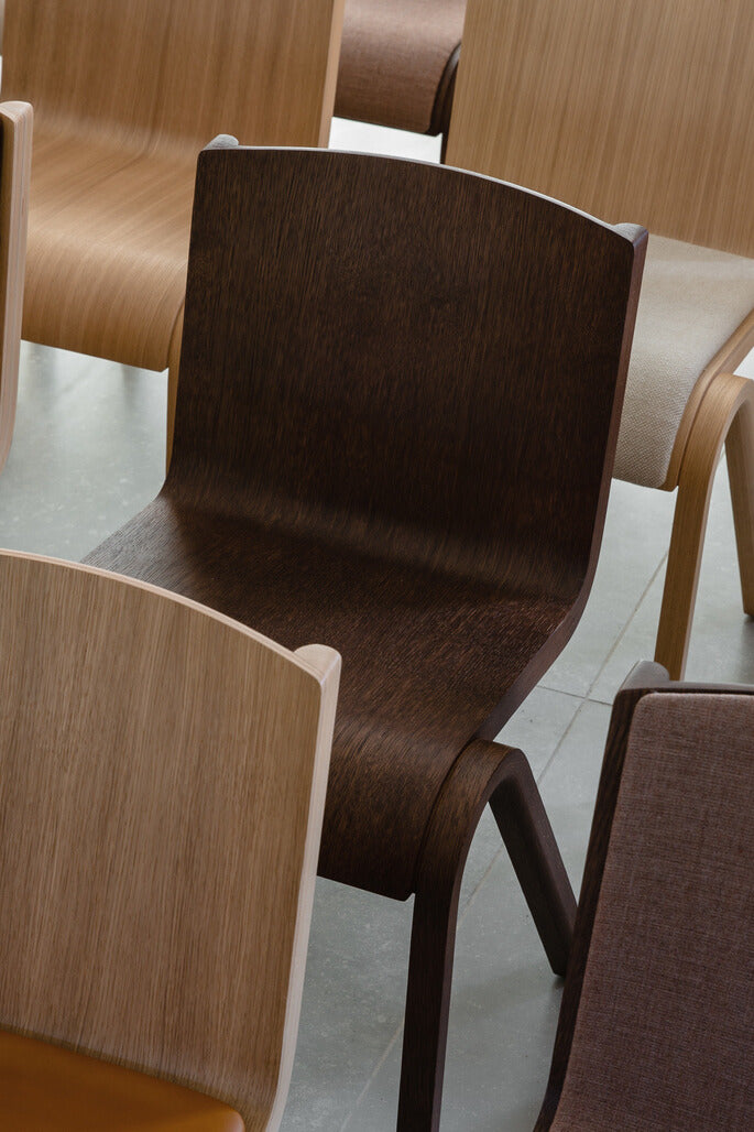 The Ready Dining Chairs Without Upholstery and with upholstery by Audo Copenhagen.