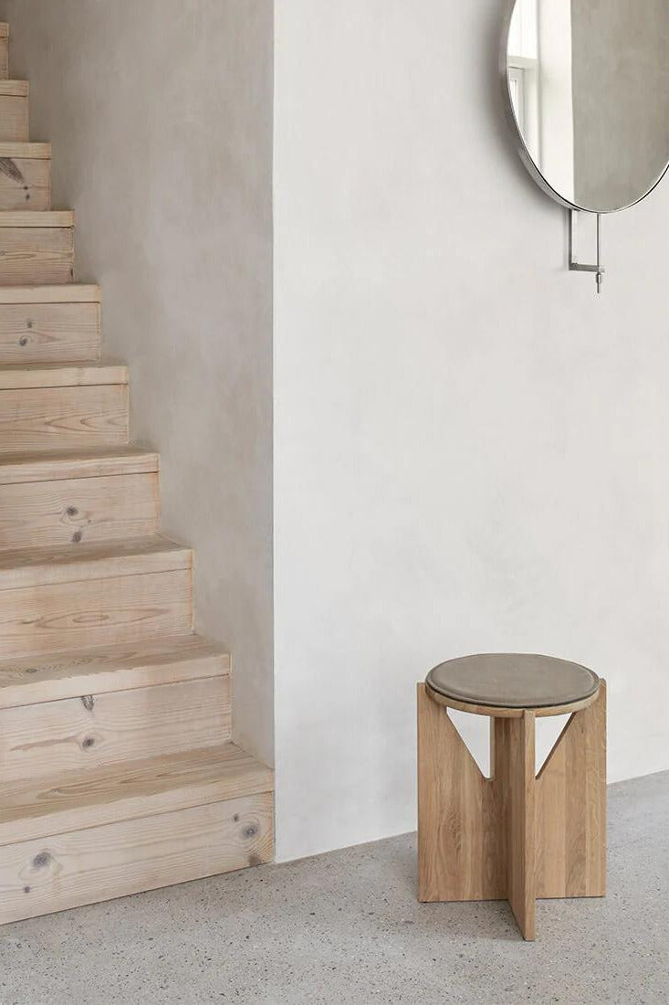 Wooden Stool Natural Oak by Kristina Dam at Enter The Loft.