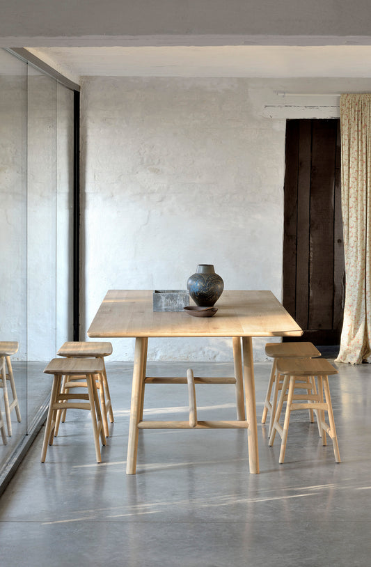 Osso Stool Oak by Ethnicraft scenery photo with a square dining table