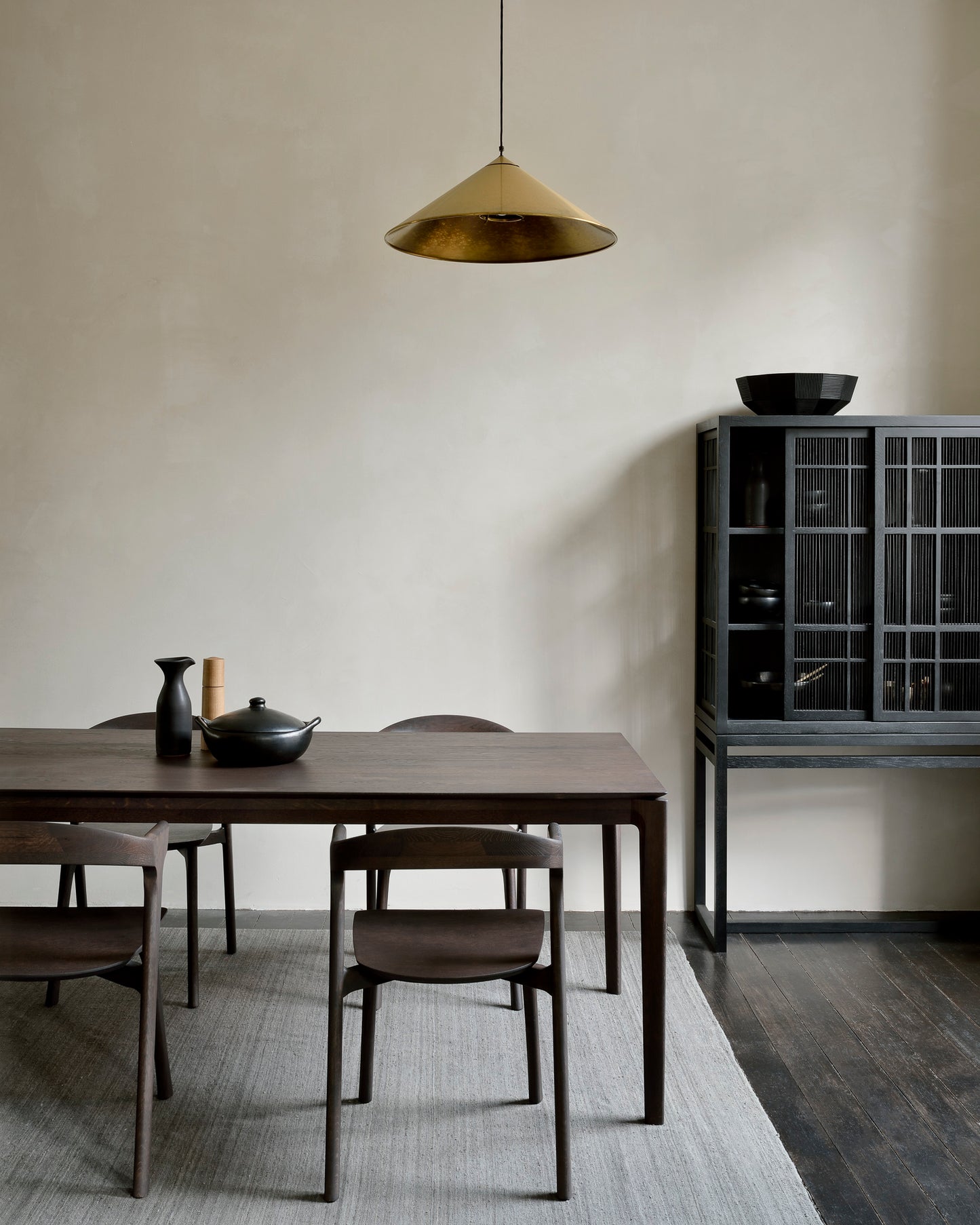 Bok Dining Table Brown Oak with the bok dining chair detail photo