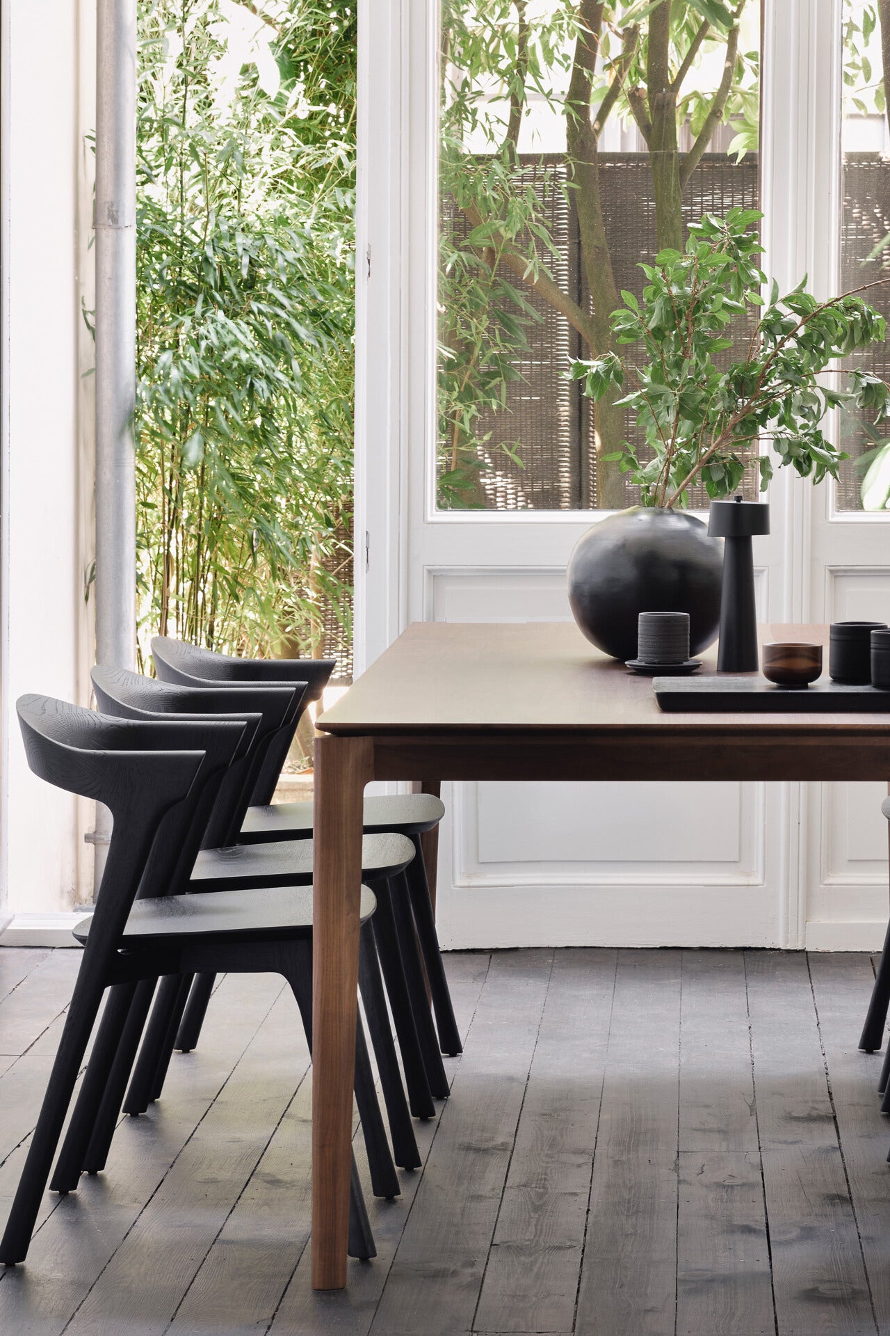 bok dining table teak brown with bok dining chair black oak interior setting