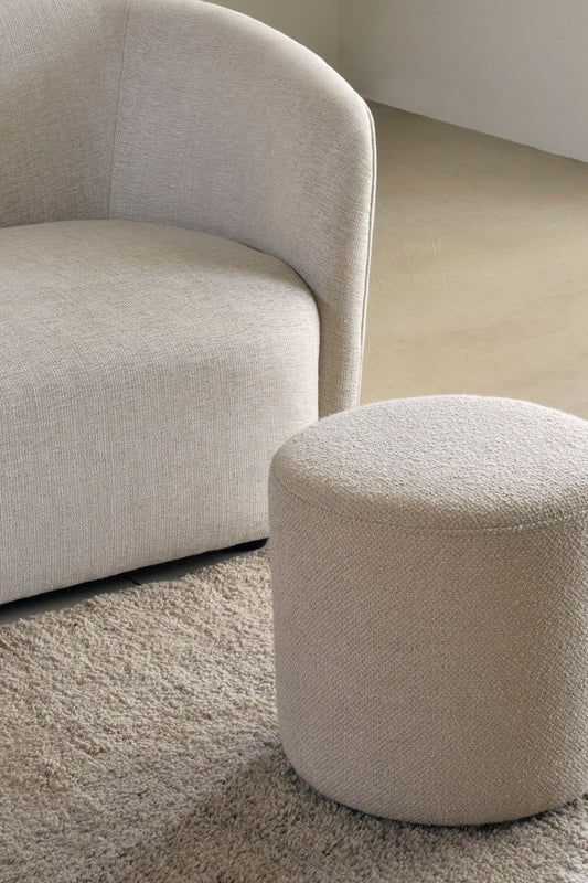 The Barrow Pouf 40cm in Off White together with a sofa from Ethnicraft