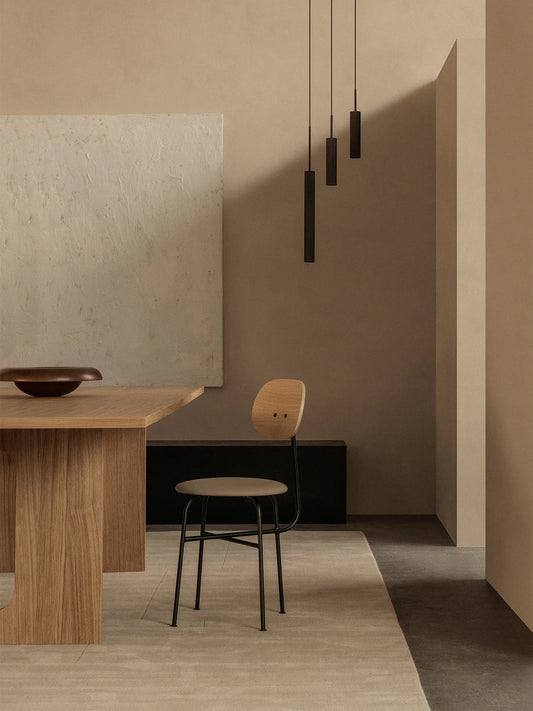 The Afteroom Dining Chair with the Tubulaire Pendant Canopy 3 from Audo Copenhagen. 