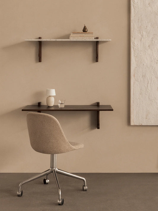 Audo Corbal Desk with Corbel Wall Shelf and decoration