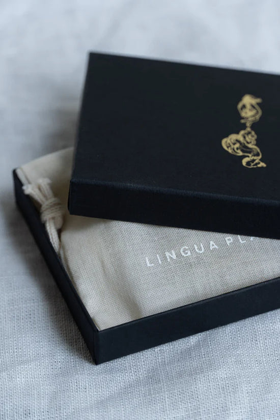 Brand identity packaging and box design Lingua Planta.