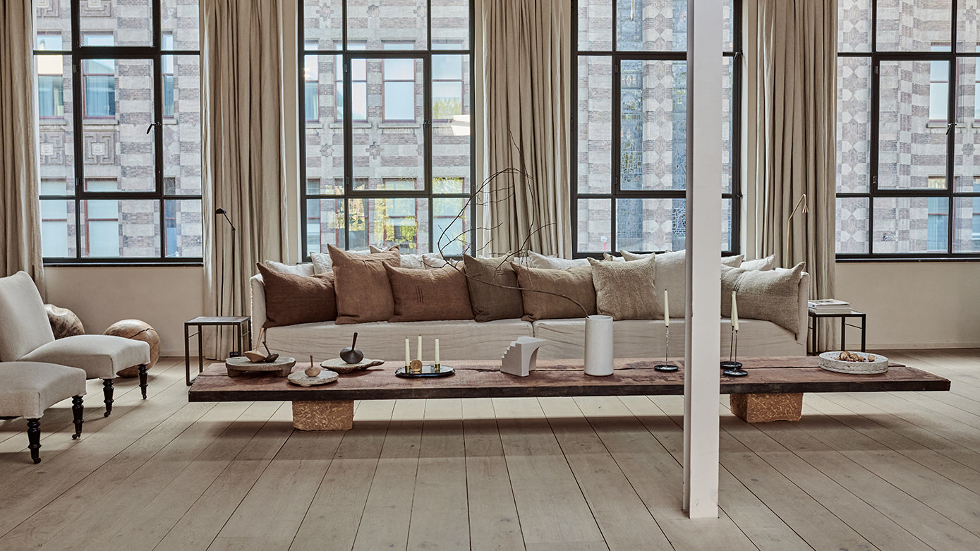 Enter The Loft Showroom Interior Design Shop in Amsterdam - a light and neutral living room design