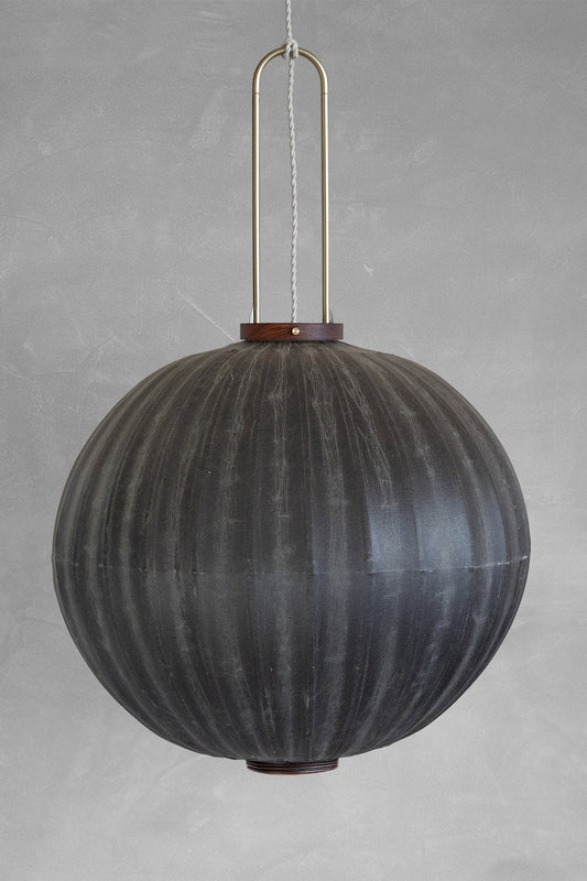 The round Mandarin-shaped version of the Heritage Lantern Black XL by Taiwan Lantern.