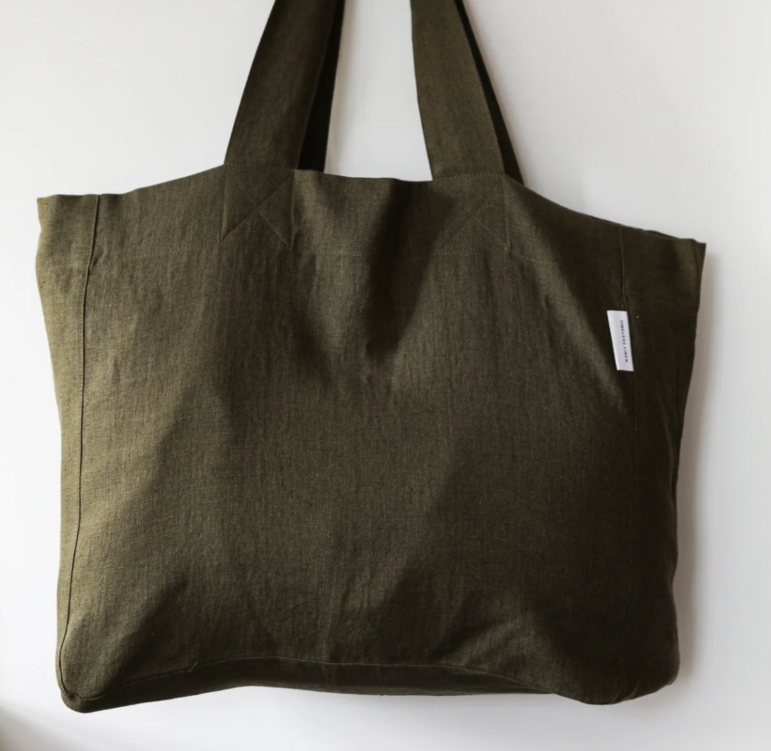 Linnen Tas - Natural met binnenzak met rits