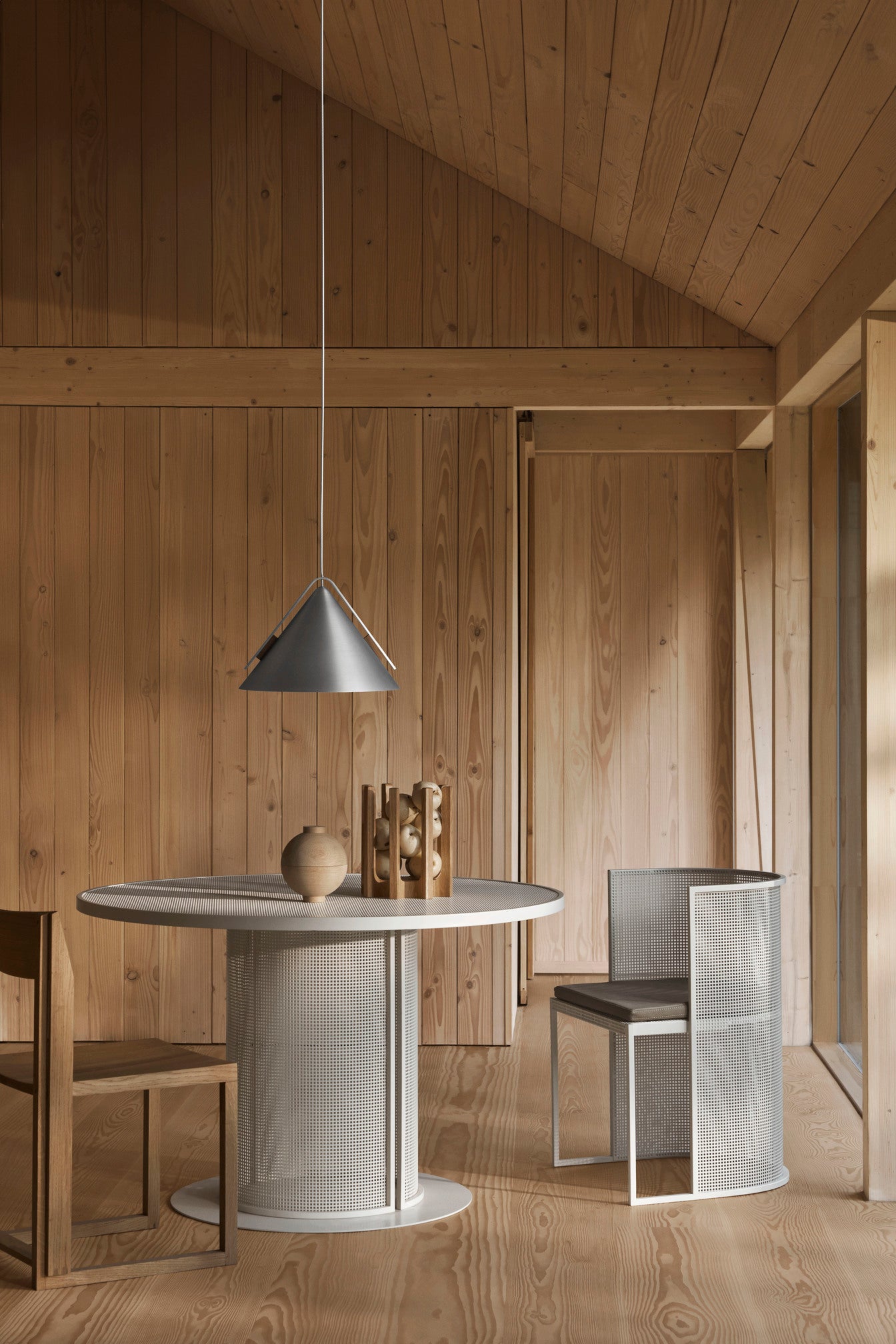 The Column Bowl from Kristina Dam at a kitchen table. 