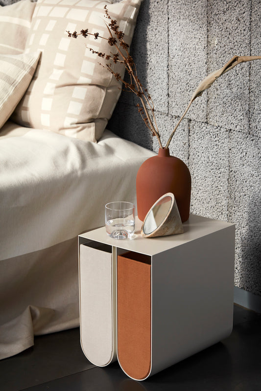 The Curved Side Table in Beige by Kristina Dam