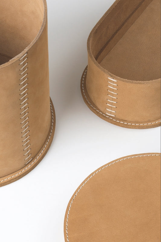 Stitched Leather Box (oval Shape)
