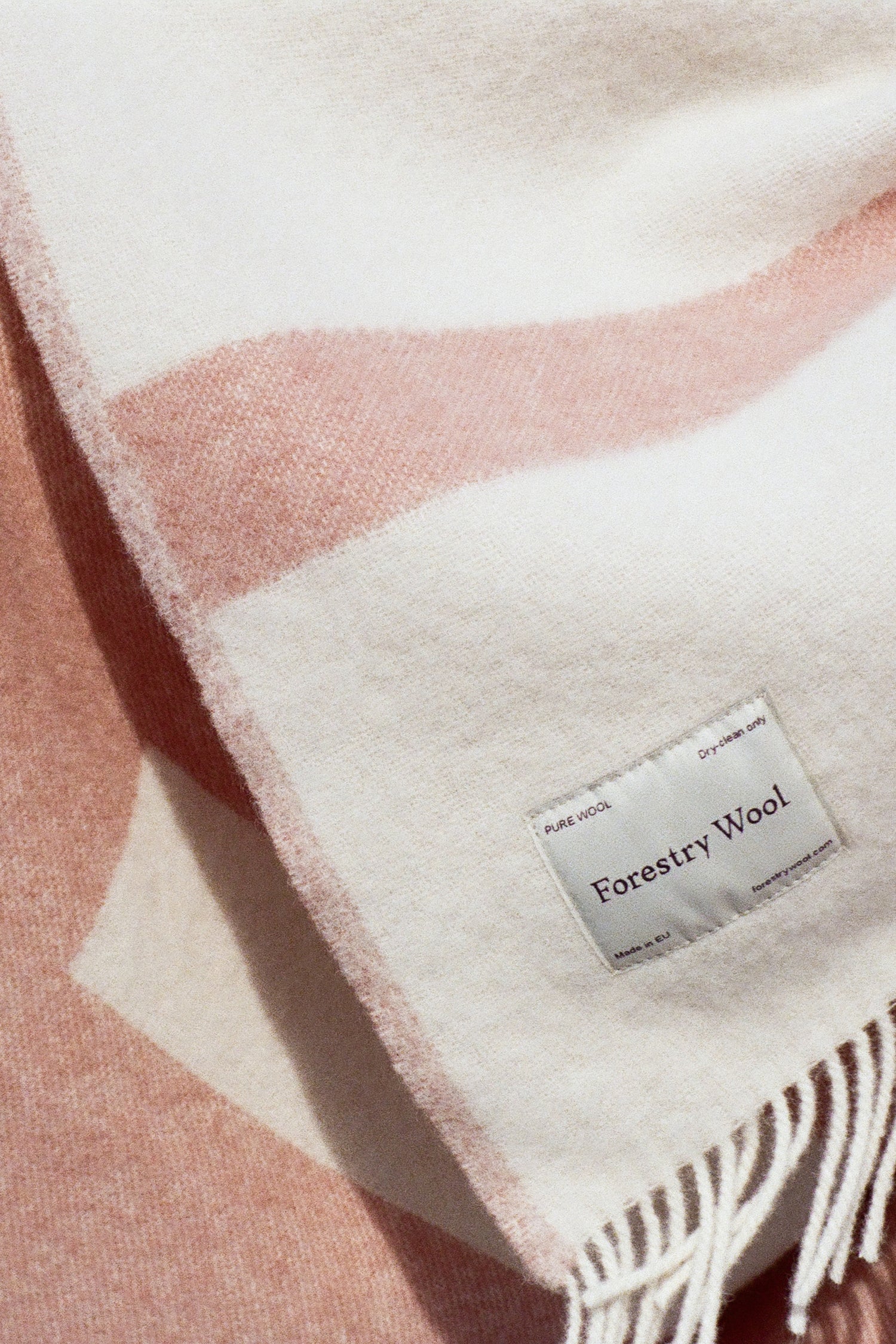 Forestry Wool Pink White Blanket Detail