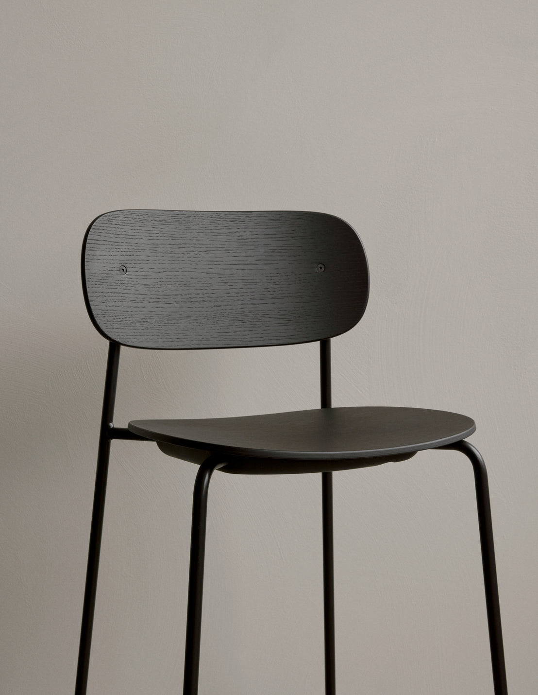 The Co Counter Chair, Veneer Black Oak in different heights. By Audo Copenhagen.