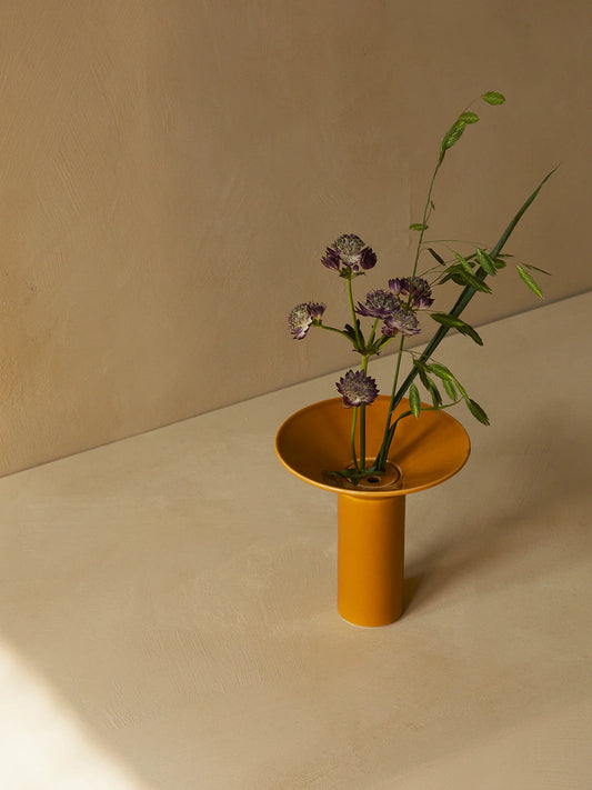 Audo Copenhagen (Menu) Ochre Hana Vase with flower arrangment