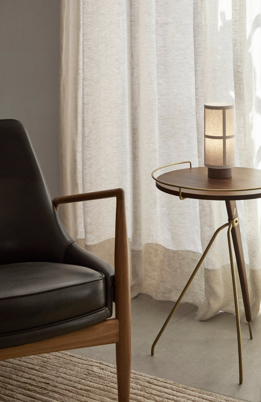 Menu Audo Copenhagen Hashira Portable Raw Table Lamp Next To Chair on Side table