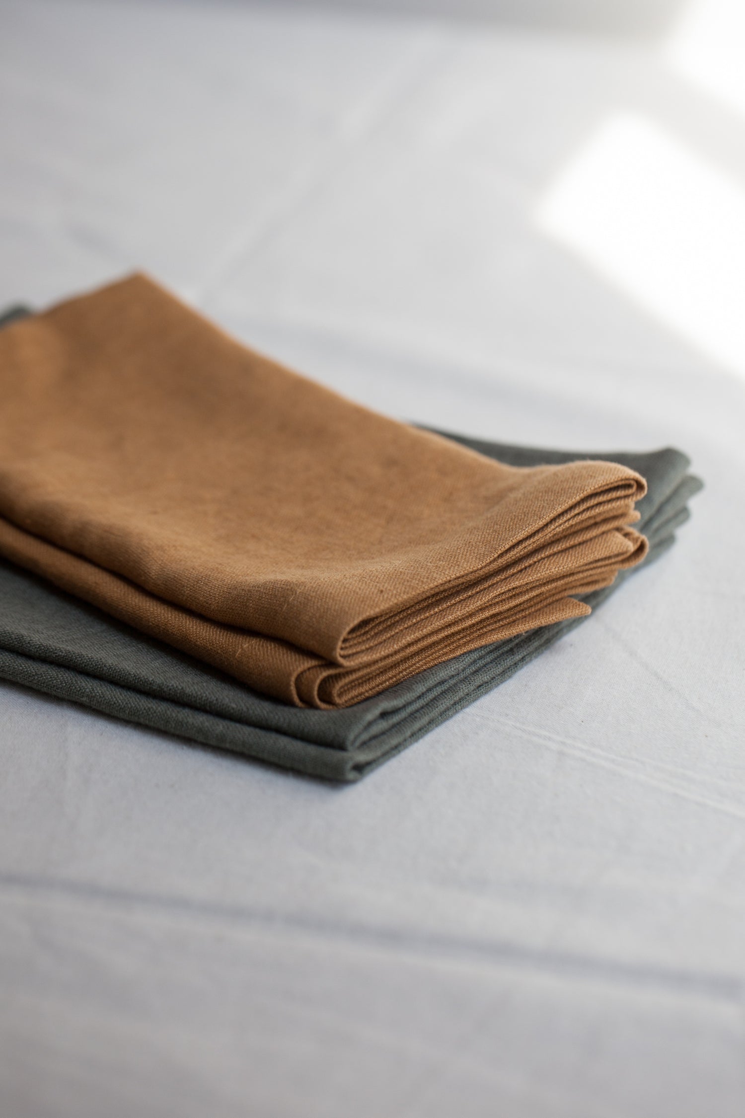 Linen Napkin by Timeless Linen Dusty Caramel and Green Sage