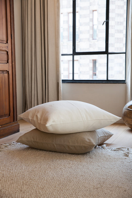 White Linen Floor Cushion by Timeless Linen