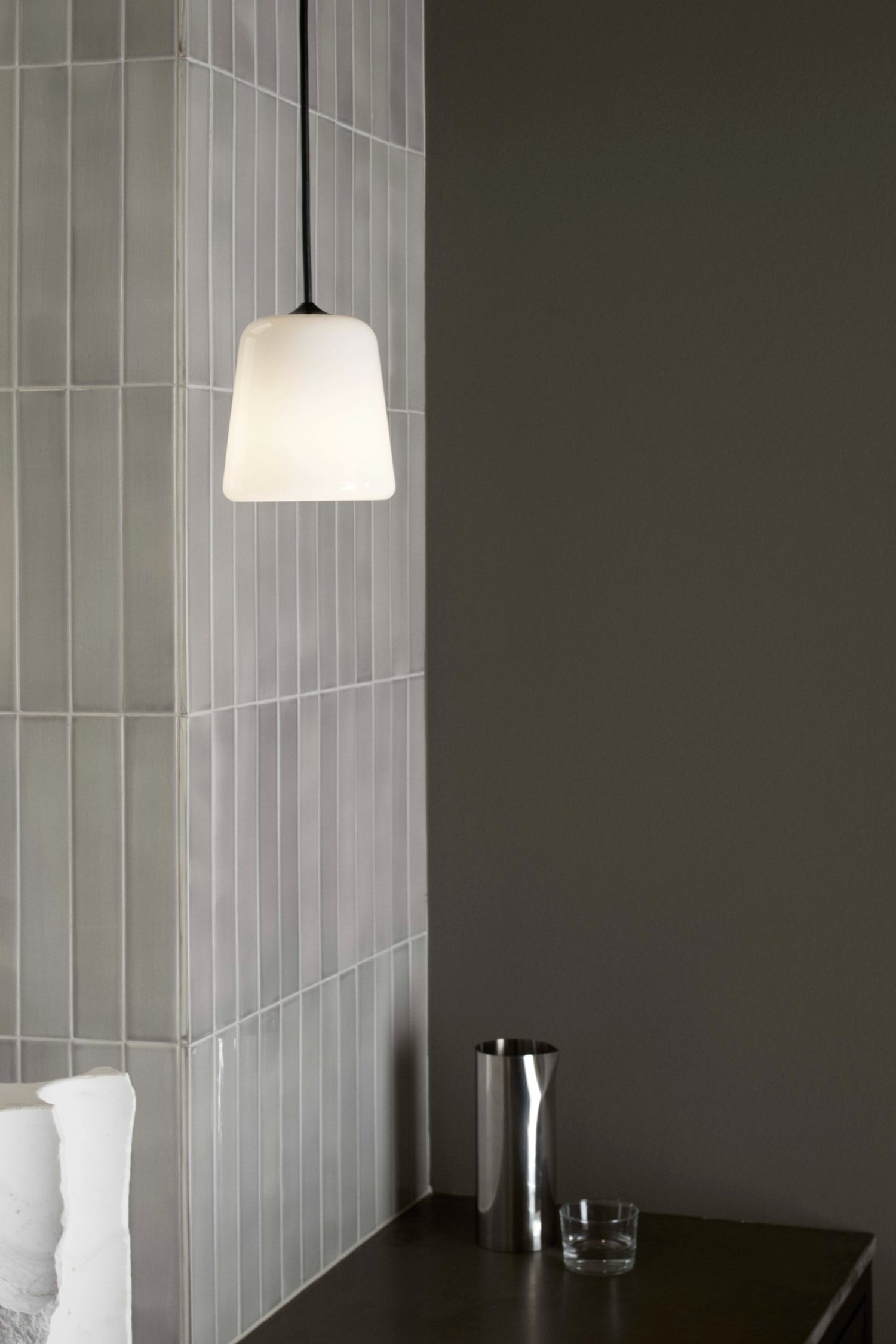Material Pendant Lamp White Marble by New Works
