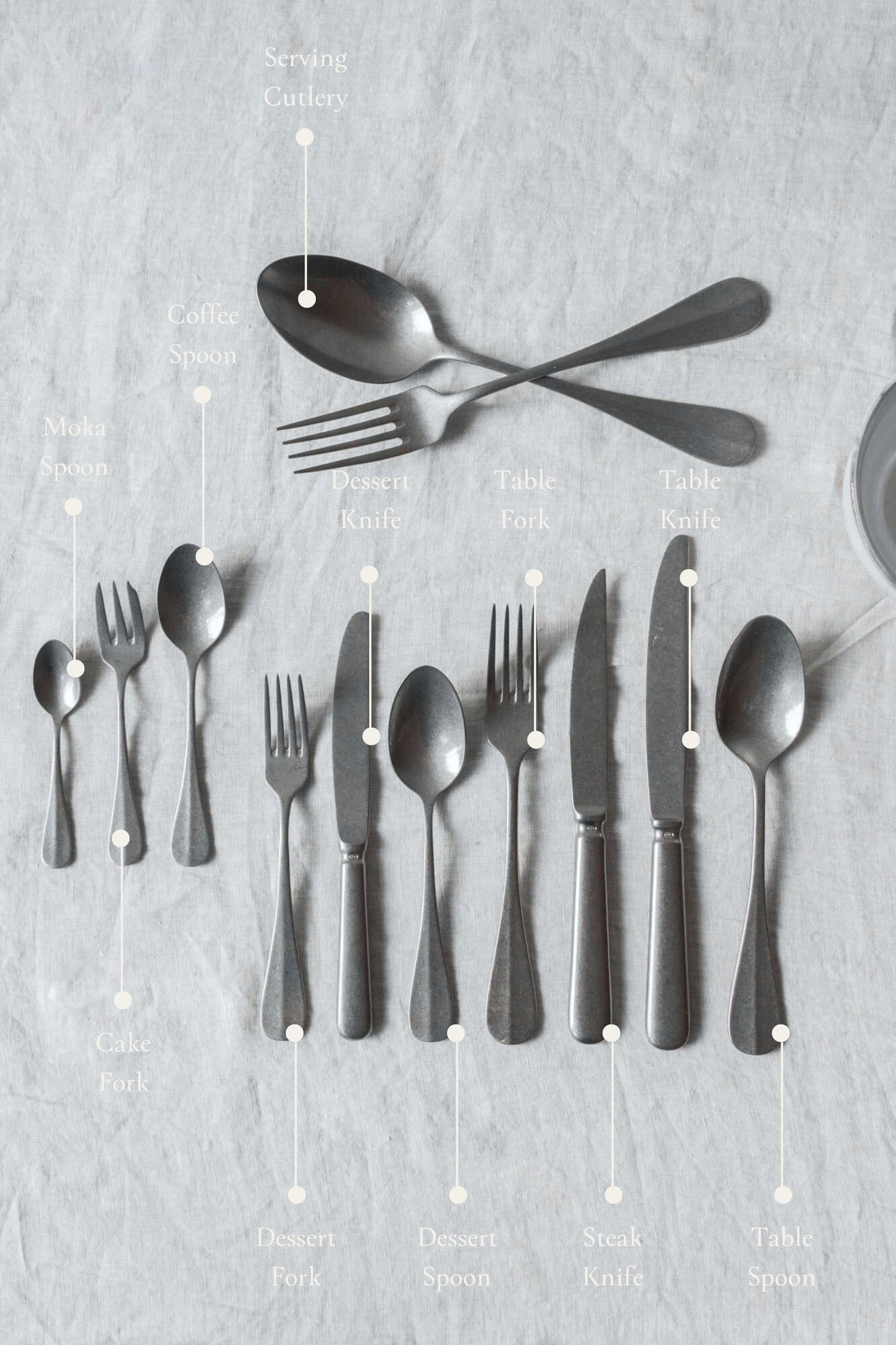 Overview of the Baguette Vintage Cutlery collection by Sambonet.
