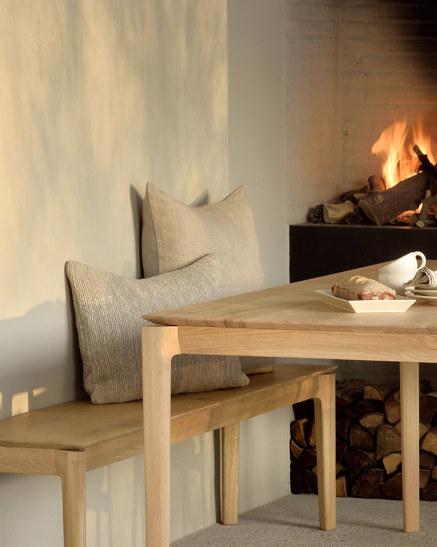 detail shot of an interior with the oak Bok Bench