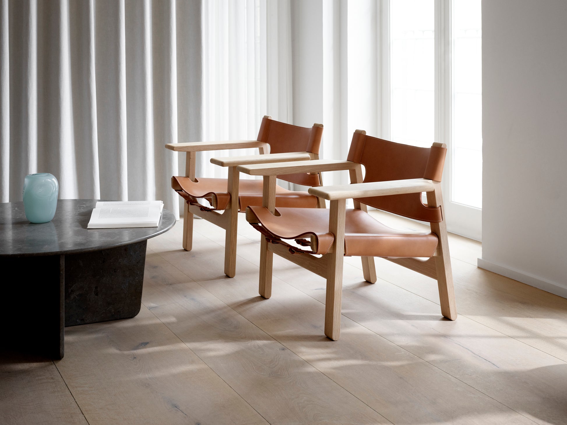 Fredericia The Spanish Chair - Natural Leather - a sustainably designed chair with an oak wooden frame and vegetable leather seating - Enter The Loft