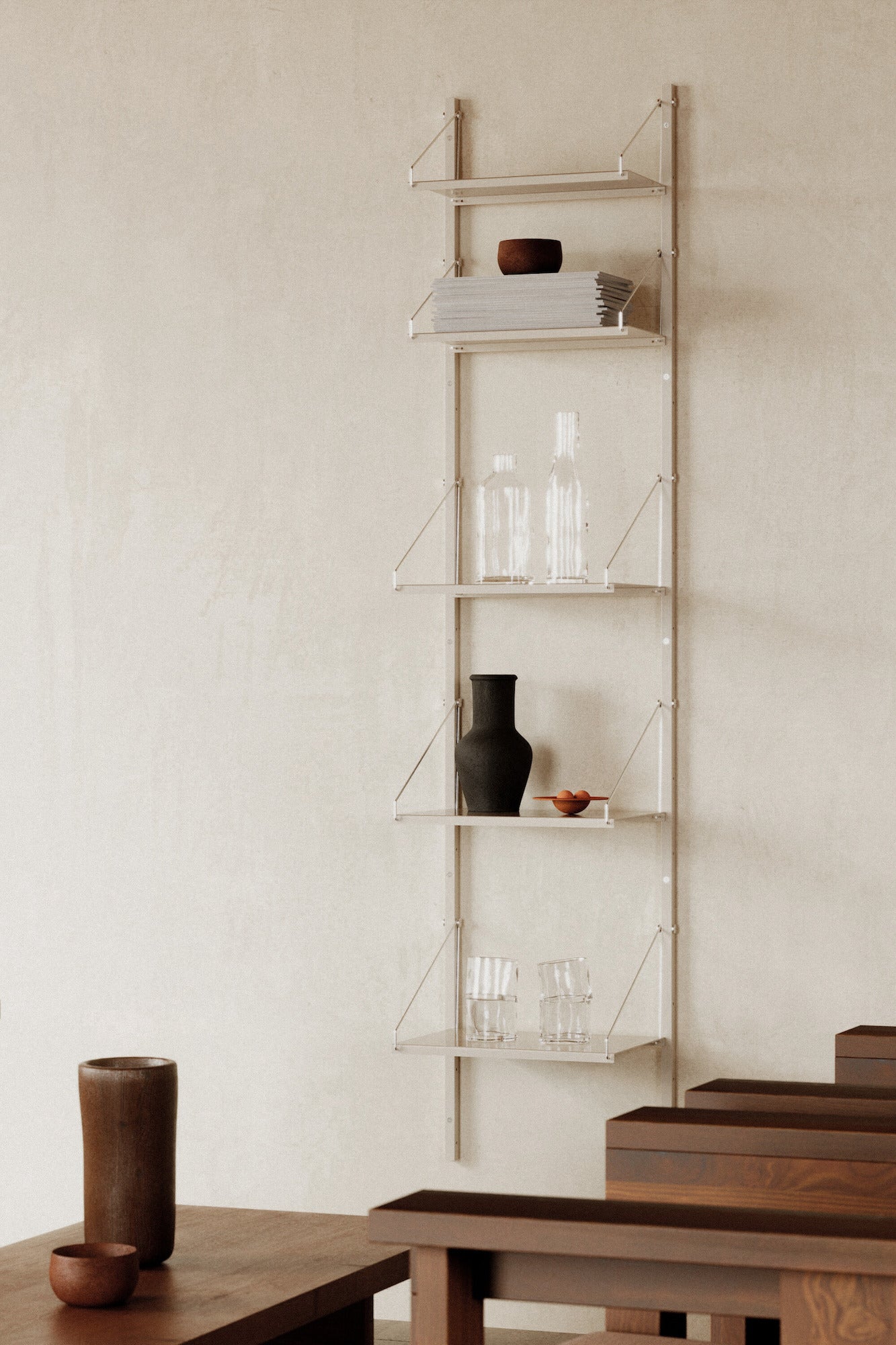 Shelf Library Warm White Steel Narrow interior