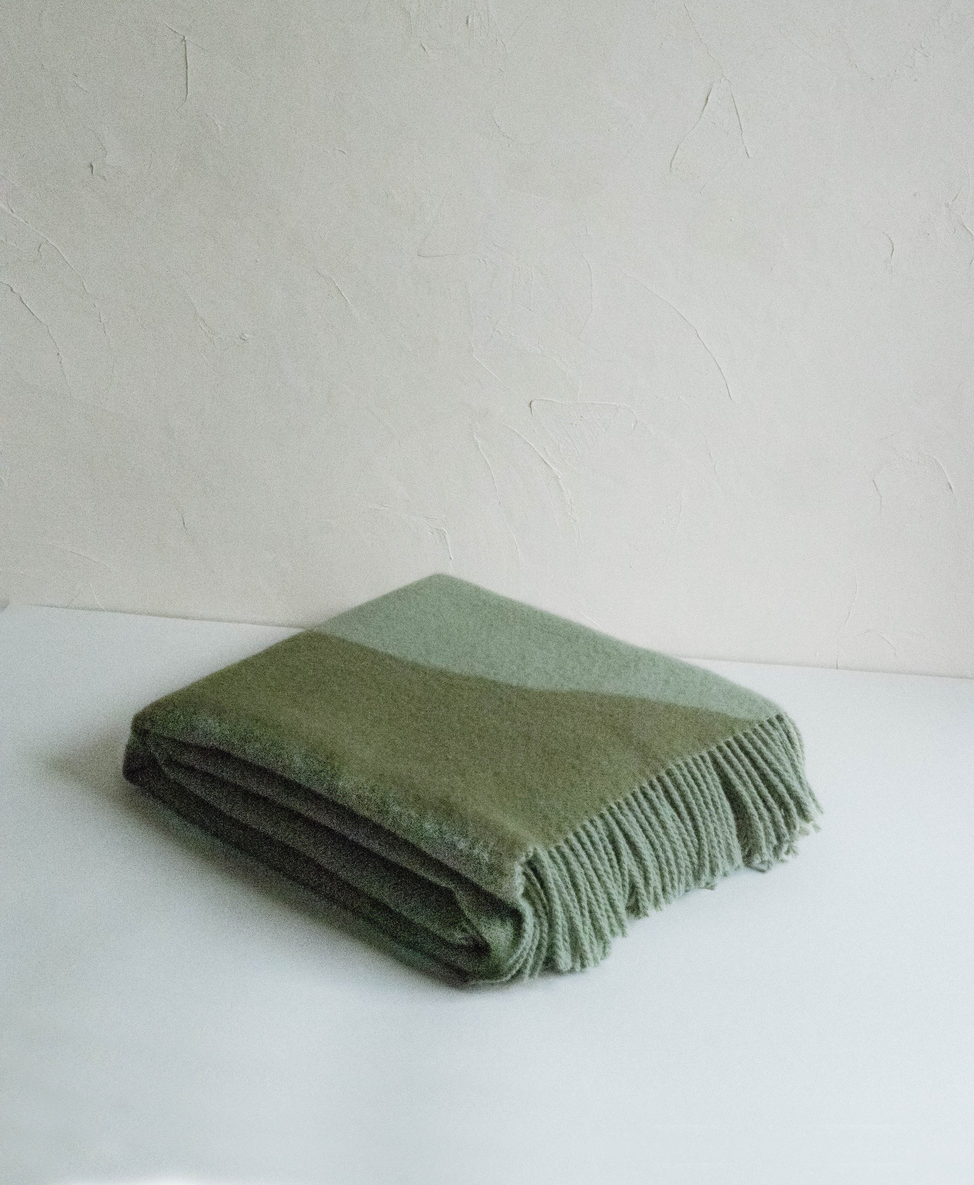 Forestry Wool Moss Green Wool Blanket detail photo