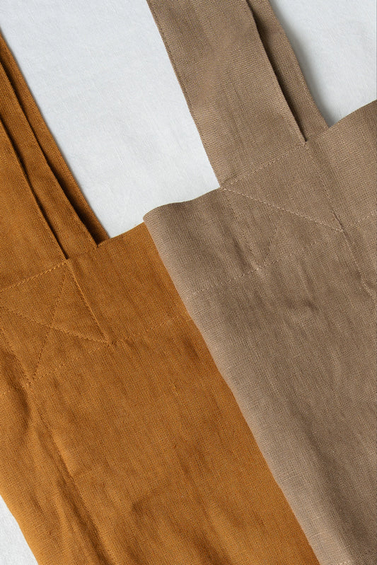Linen Bag Large by Timeless Linen in Natural and Caramel