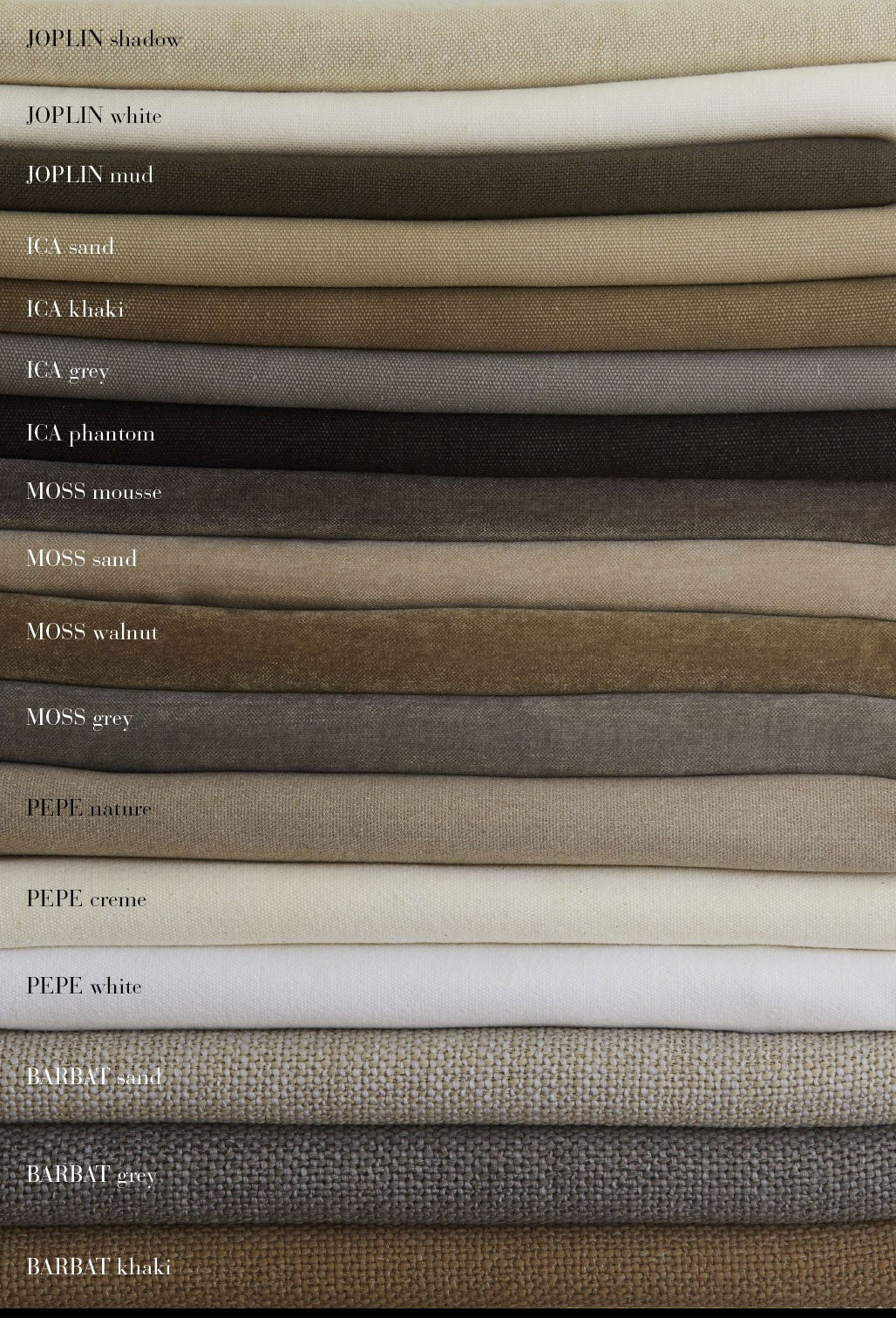 Fabrics for the covers of the tine k module series