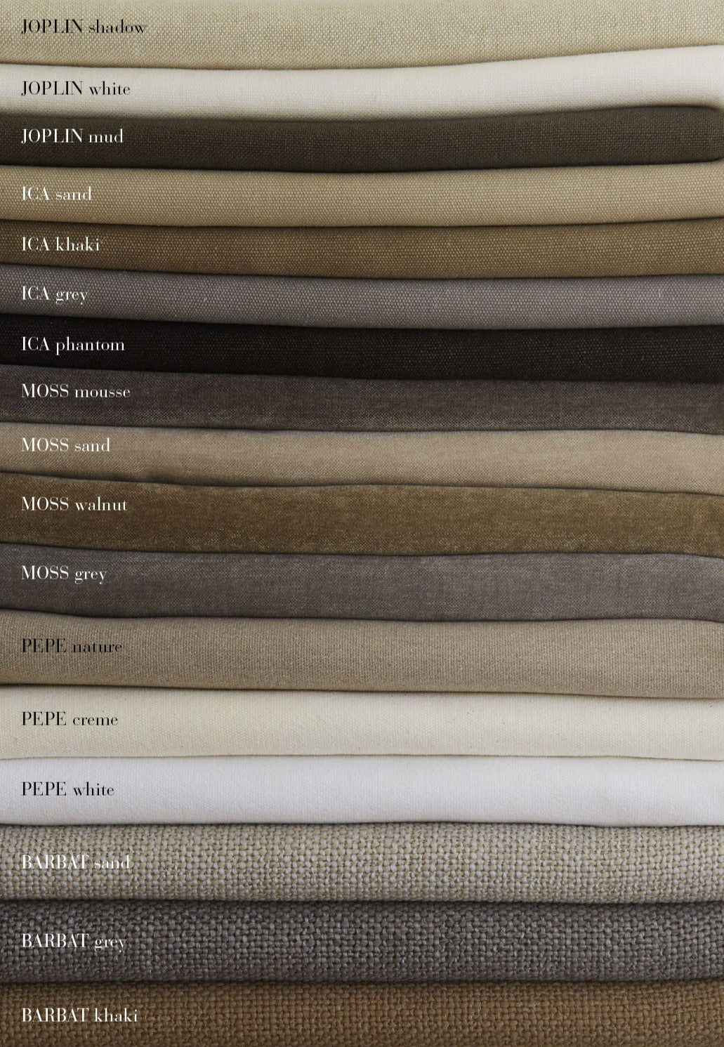 Fabrics for the covers of the tine k module series
