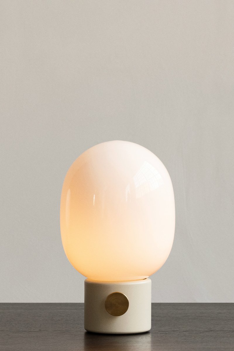 JWDA Table Lamp Alabaster White by Audo Copenhagen lights on