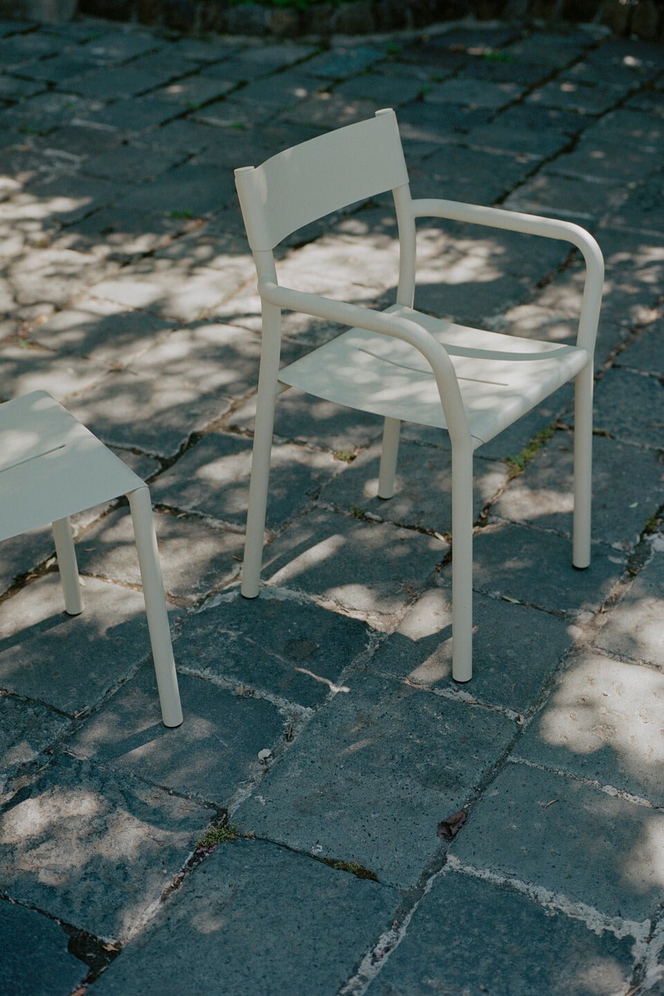 New Works Armchair Light Grey outdoor in shadow