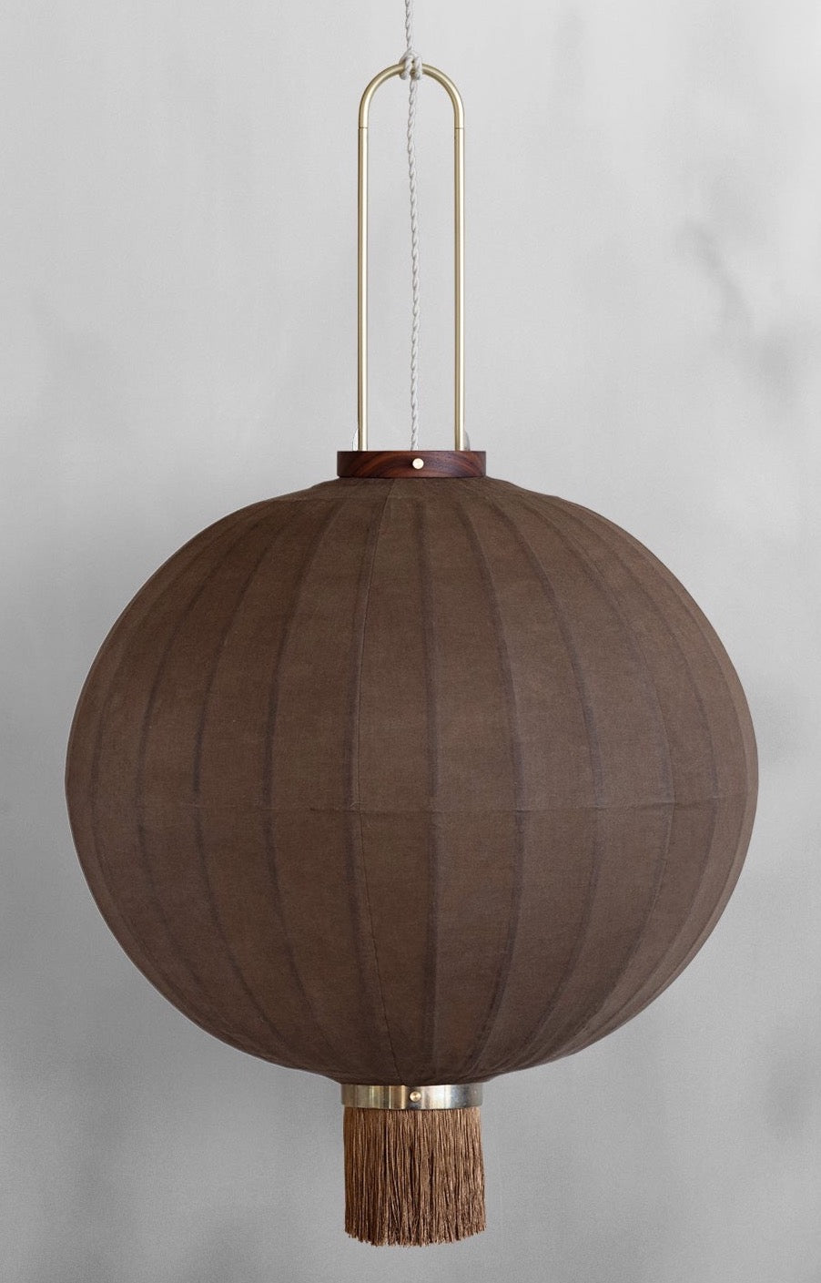 The round Mandarin shape Plant Dyed Lantern Brown XL by Taiwan Lantern