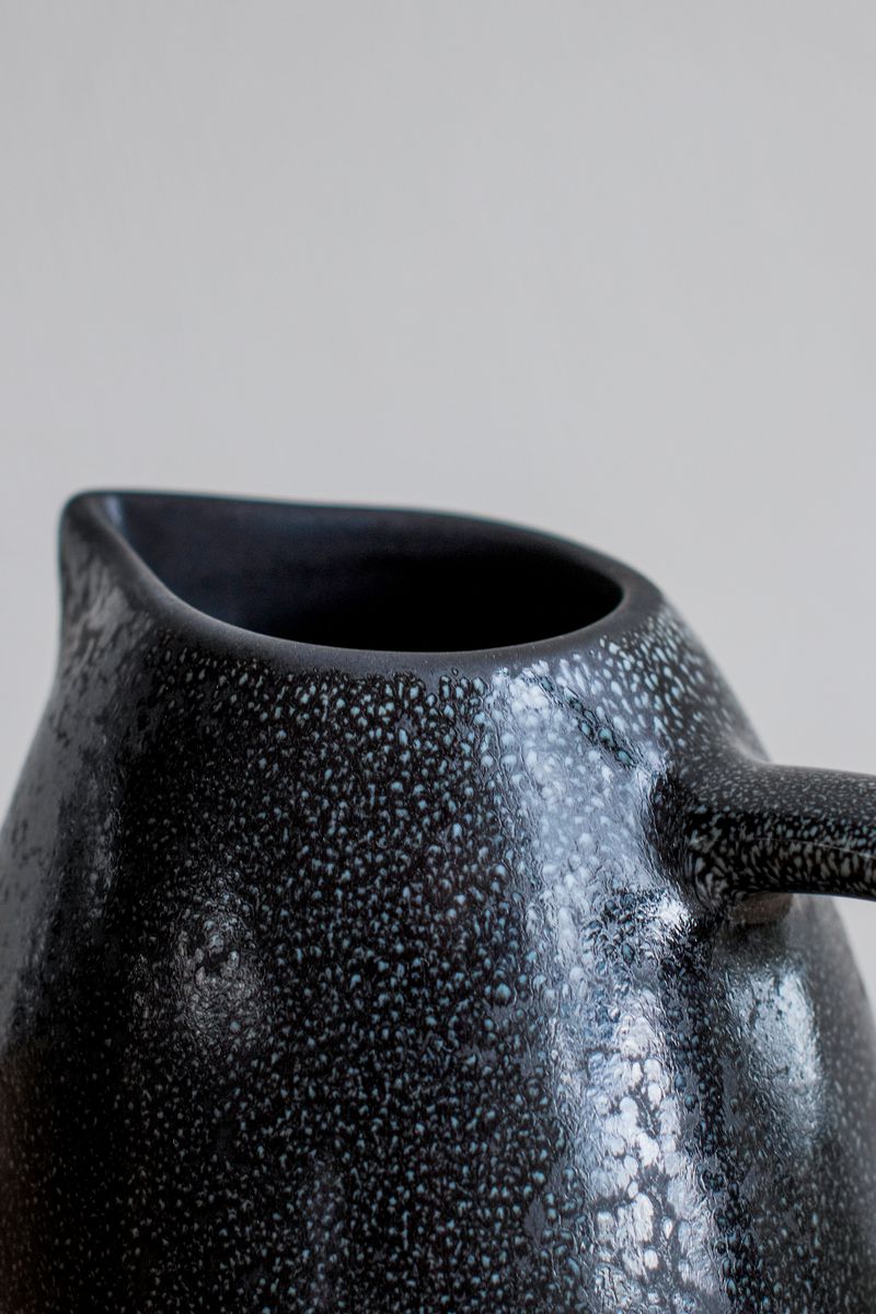 Close-up of the Kuro Pitcher by Jars Ceramistes.