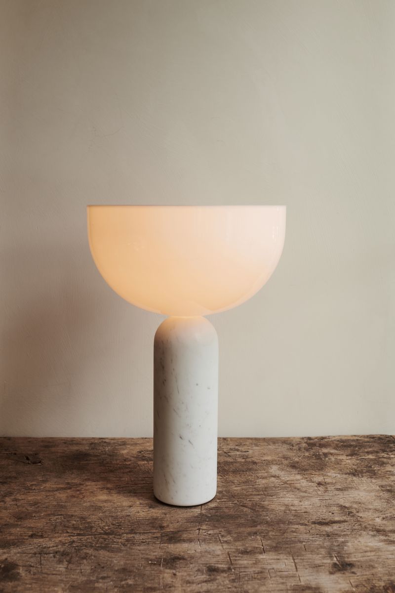 Kizu Table Lamp White Marble light on