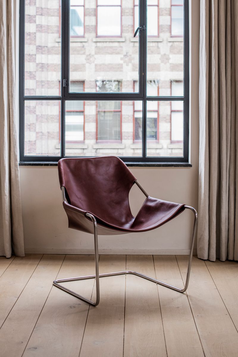 Paulistano Chair Stainless Steel Frame Cognac Leather by Objekto at Enter The Loft.