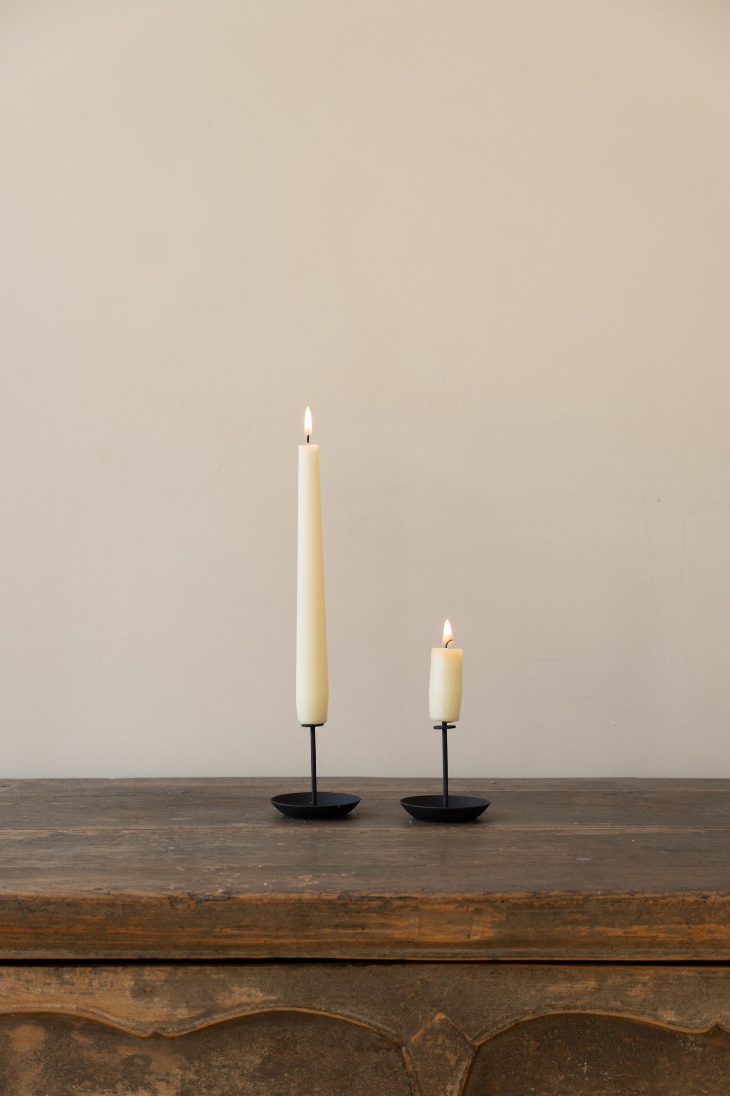 ENO Studio Micro Candle Pin Black (set of 2) - Black metal candleholders, a sleek and stylish accessory for securing small candles. Features a minimalist design for a modern touch.