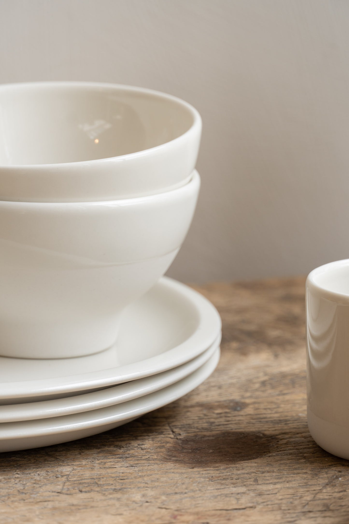 Jars Ceramistes Antibes White Plates, cups and mug.