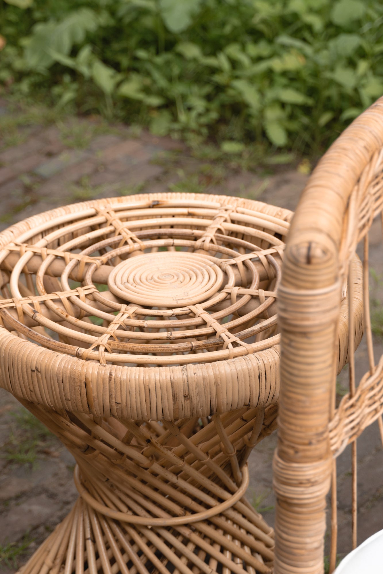 Close-up of the Rattan Table by Tine K Home.