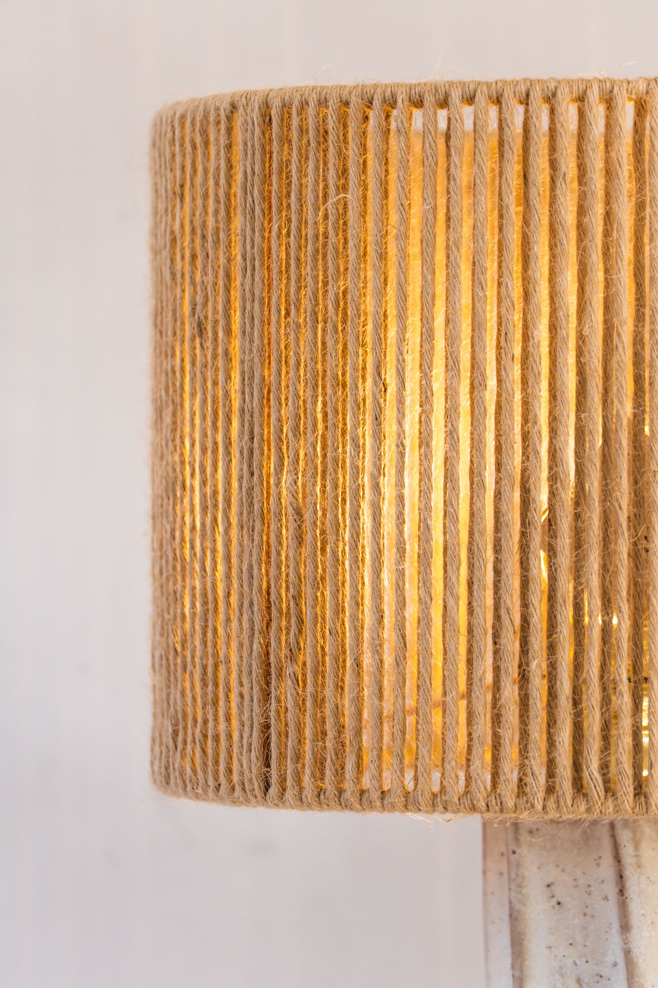 handmade jute lampshade with light