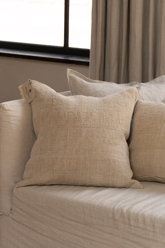 Antique natural linen cushion by Isabelle Yamamoto